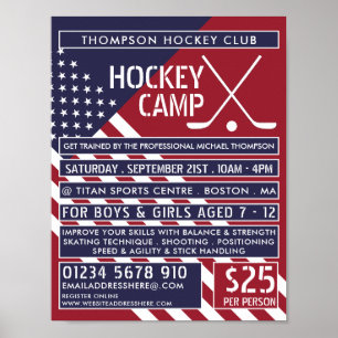 Amerikaanse vlag, hockeykamp Adverteren Poster