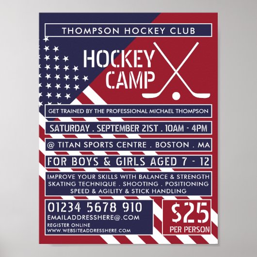Amerikaanse vlag, hockeykamp Adverteren Poster (Voorkant)
