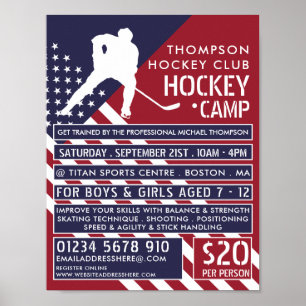 Amerikaanse vlag, hockeykamp Adverteren Poster