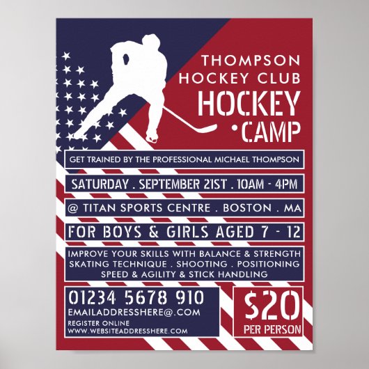Amerikaanse vlag, hockeykamp Adverteren Poster (Voorkant)