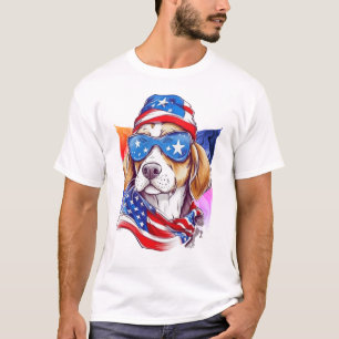 Amerikaanse Vlag Hond 4 juli T-shirt
