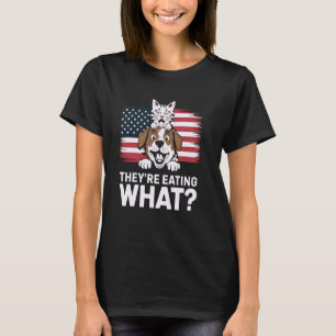 Amerikaanse Vlag Hond Kat Wat Eten Ze Grappig Huis T-shirt