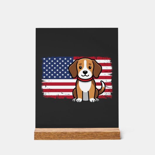 Amerikaanse Vlag Hond Patriottische Vector Acryl Bord (Voorkant)