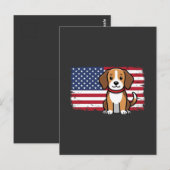 Amerikaanse Vlag Hond Patriottische Vector Briefkaart (Voorkant / Achterkant)