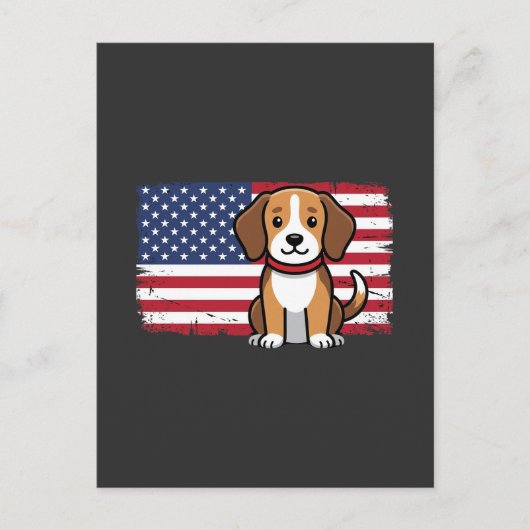 Amerikaanse Vlag Hond Patriottische Vector Briefkaart (Voorkant)