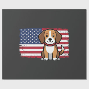Amerikaanse Vlag Hond Patriottische Vector Cadeaupapier