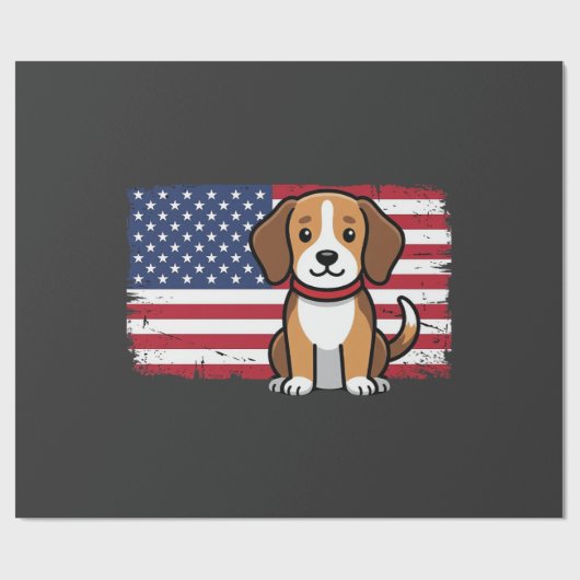 Amerikaanse Vlag Hond Patriottische Vector Cadeaupapier (Vlak)