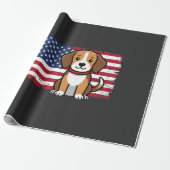 Amerikaanse Vlag Hond Patriottische Vector Cadeaupapier (Uitgerold)