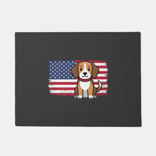 Amerikaanse Vlag Hond Patriottische Vector Deurmat (Voorkant)