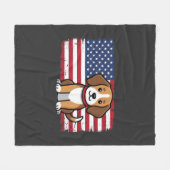Amerikaanse Vlag Hond Patriottische Vector Fleece Deken (Voorkant (Horizontaal))