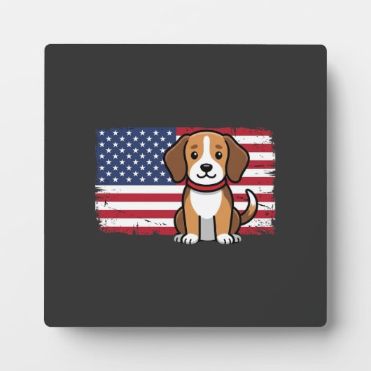 Amerikaanse Vlag Hond Patriottische Vector Fotoplaat (Voorkant)