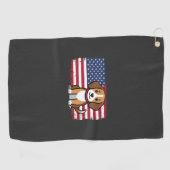 Amerikaanse Vlag Hond Patriottische Vector Golfhanddoek (Horizontaal)