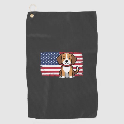 Amerikaanse Vlag Hond Patriottische Vector Golfhanddoek (Voorkant)