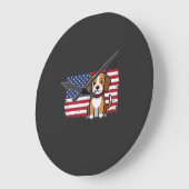 Amerikaanse Vlag Hond Patriottische Vector Grote Klok (Hoek)
