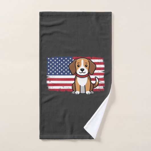 Amerikaanse Vlag Hond Patriottische Vector Handdoek (Handdoek)