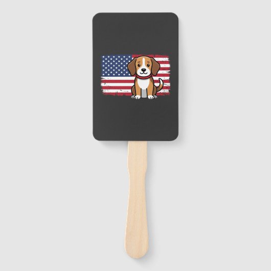 Amerikaanse Vlag Hond Patriottische Vector Handwaaier (Voorkant)
