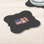 Amerikaanse Vlag Hond Patriottische Vector Kartonnen Onderzetters (Gekanteld)