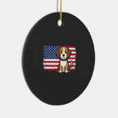 Amerikaanse Vlag Hond Patriottische Vector Keramisch Ornament (Rechts)