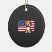 Amerikaanse Vlag Hond Patriottische Vector Keramisch Ornament (Links)