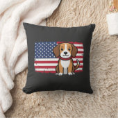 Amerikaanse Vlag Hond Patriottische Vector Kussen (Deken)