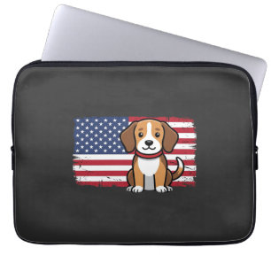 Amerikaanse Vlag Hond Patriottische Vector Laptop Sleeve