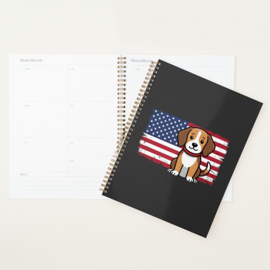 Amerikaanse Vlag Hond Patriottische Vector Planner (Display)