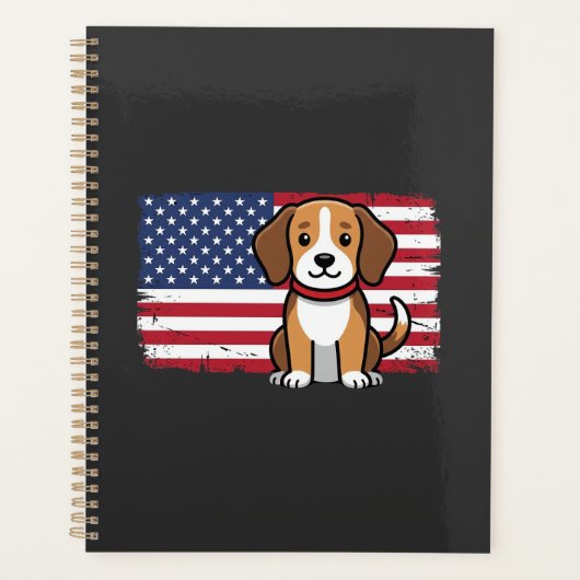 Amerikaanse Vlag Hond Patriottische Vector Planner (Voorkant)