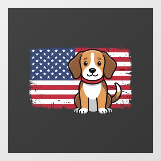 Amerikaanse Vlag Hond Patriottische Vector Raamsticker (Vel)