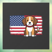 Amerikaanse Vlag Hond Patriottische Vector Raamsticker (Vel 3)