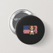 Amerikaanse Vlag Hond Patriottische Vector Ronde Button 5,7 Cm (Voorkant /achterkant)