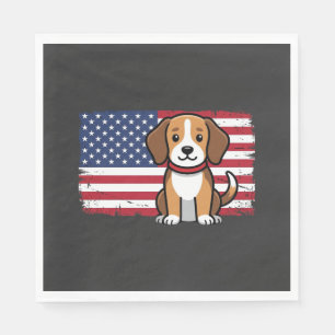 Amerikaanse Vlag Hond Patriottische Vector Servet