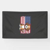 Amerikaanse Vlag Hond Patriottische Vector Spandoek (Horizontaal)