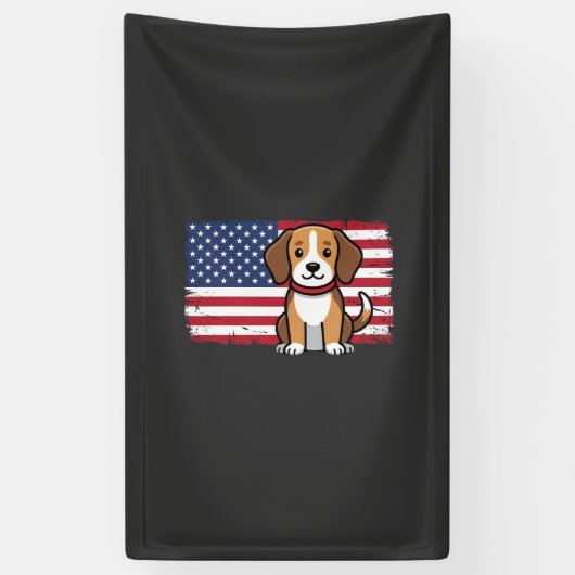 Amerikaanse Vlag Hond Patriottische Vector Spandoek (Verticaal)