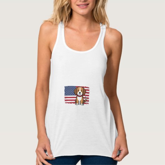 Amerikaanse Vlag Hond Patriottische Vector Tanktop (Voorkant)