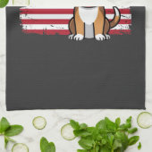 Amerikaanse Vlag Hond Patriottische Vector Theedoek (Gevouwen)
