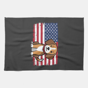 Amerikaanse Vlag Hond Patriottische Vector Theedoek