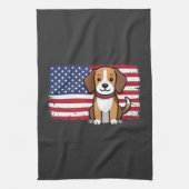 Amerikaanse Vlag Hond Patriottische Vector Theedoek (Verticaal)