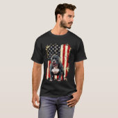 Amerikaanse Vlag Hond Pitbull T-shirt (Voorkant volledig)