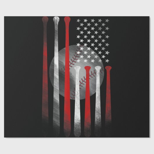 Amerikaanse vlag honkbal cadeaupapier (Vlak)