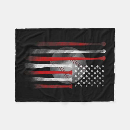 Amerikaanse vlag honkbal fleece deken (Voorkant (Horizontaal))