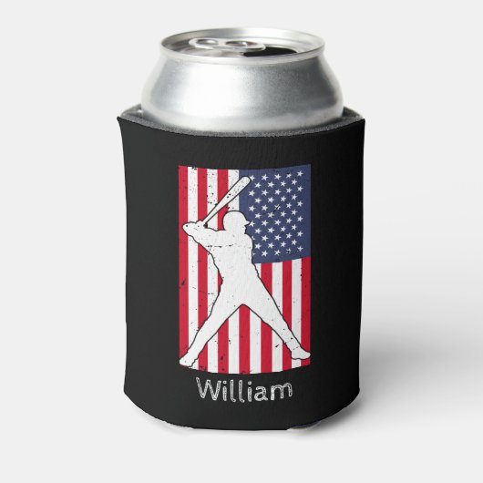 Amerikaanse vlag honkbal gepersonaliseerd blikjeskoeler (Blikje Achterkant)