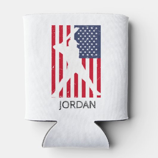 Amerikaanse vlag honkbal gepersonaliseerd blikjeskoeler (Achterkant)