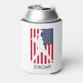 Amerikaanse vlag honkbal gepersonaliseerd blikjeskoeler (Blikje Achterkant)