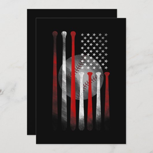 Amerikaanse vlag  honkbal kaart (Voorkant / Achterkant)