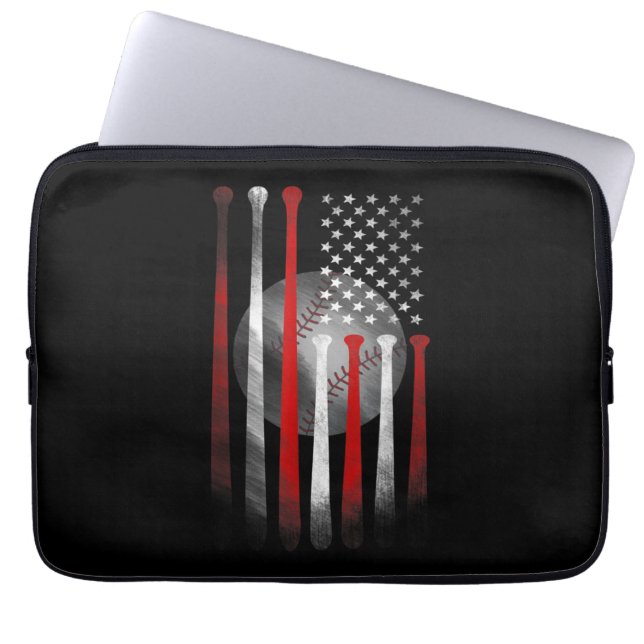 Amerikaanse vlag  honkbal laptop sleeve (Voorkant)
