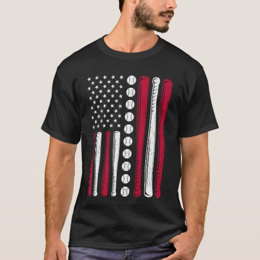 Amerikaanse vlag honkbal patriottisch 4 juli t-shirt (Voorkant)
