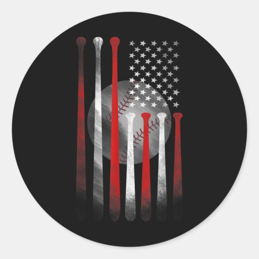 Amerikaanse vlag  honkbal ronde sticker (Voorkant)