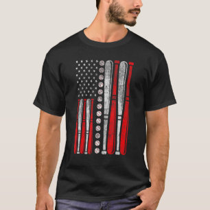Amerikaanse vlag honkbal rood wit blauw 4 juli t-shirt