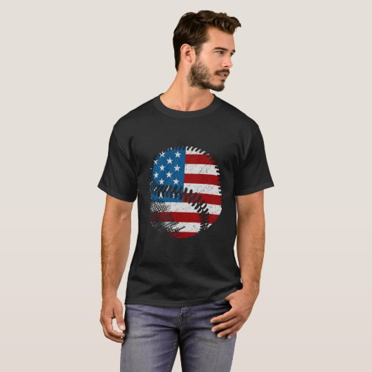 Amerikaanse vlag honkbal t-shirt (Voorkant volledig)