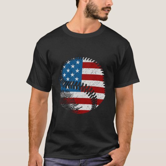 Amerikaanse vlag honkbal t-shirt (Voorkant)